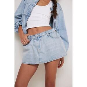 Free People Demi Mid Rise Denim Mini Skort Size 28